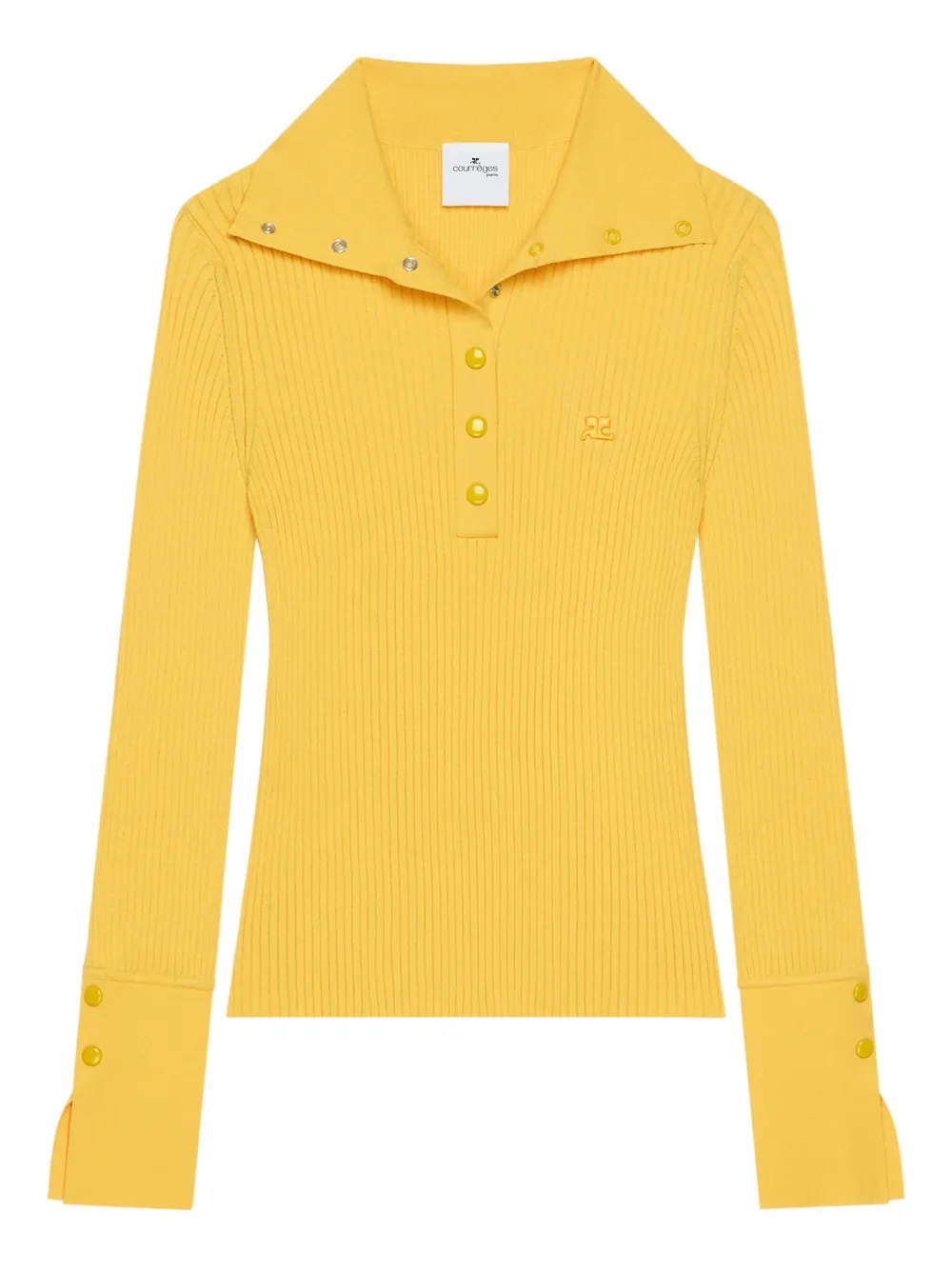 Топ-поло из ребристой вязки Courrèges, желтый 
Топ-поло из ребристой вязки Courrèges, желтый