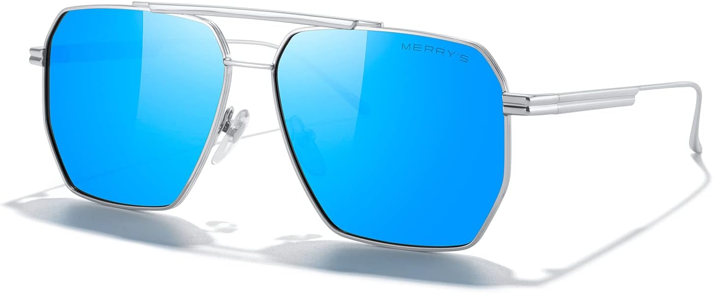 Большие поляризованные квадратные солнцезащитные очки MERRY для женщин и мужчин, винтажные ретро-очки, защита от УФ-излучения UV400, классические большие металлические солнцезащитные очки MERRY'S, Silver Frame/Blue Mirror Lens
Большие поляризованные квадратные солнцезащитные очки MERRY для женщин и мужчин, винтажные ретро-очки, защита от УФ-излучения UV400, классические большие металлические солнцезащитные очки MERRY'S, Silver Frame/Blue Mirror Lens
