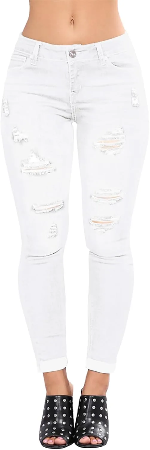 LONGBIDA женские джинсы скинни с потертостями и манжетами
LONGBIDA женские джинсы скинни с потертостями и манжетами