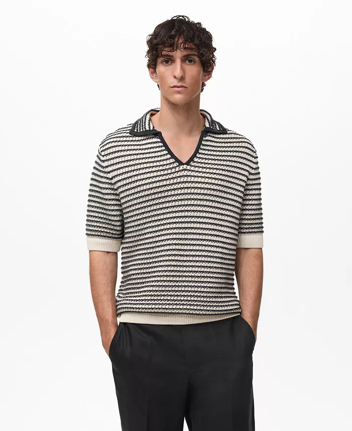 Мужская полосатая поло из структурированного хлопка Mango, черный
Мужская полосатая поло из структурированного хлопка Mango, черный