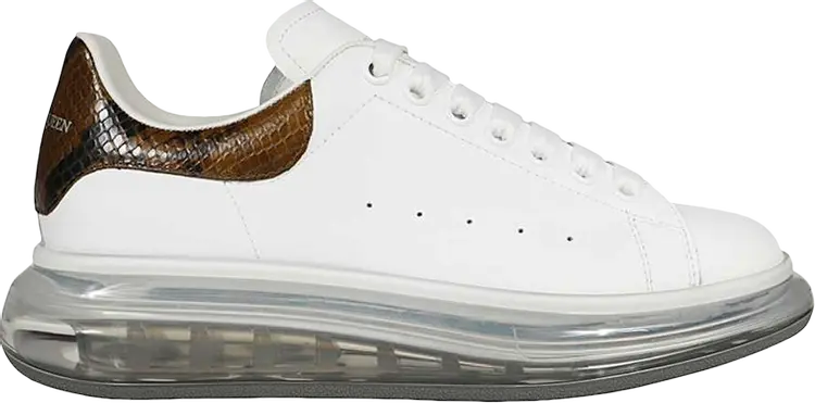 Кроссовки Alexander McQueen Oversized Sneaker Transparent Sole - Tan Snakeskin, белый 
Кроссовки Alexander McQueen Oversized Sneaker Transparent Sole - Tan Snakeskin, белый