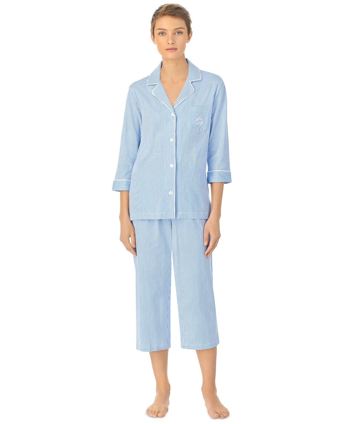 Женский пижамный комплект из хлопка с вырезом и воротником-капри с рукавом 3/4 Lauren Ralph Lauren, мульти
Женский пижамный комплект из хлопка с вырезом и воротником-капри с рукавом 3/4 Lauren Ralph Lauren, мульти