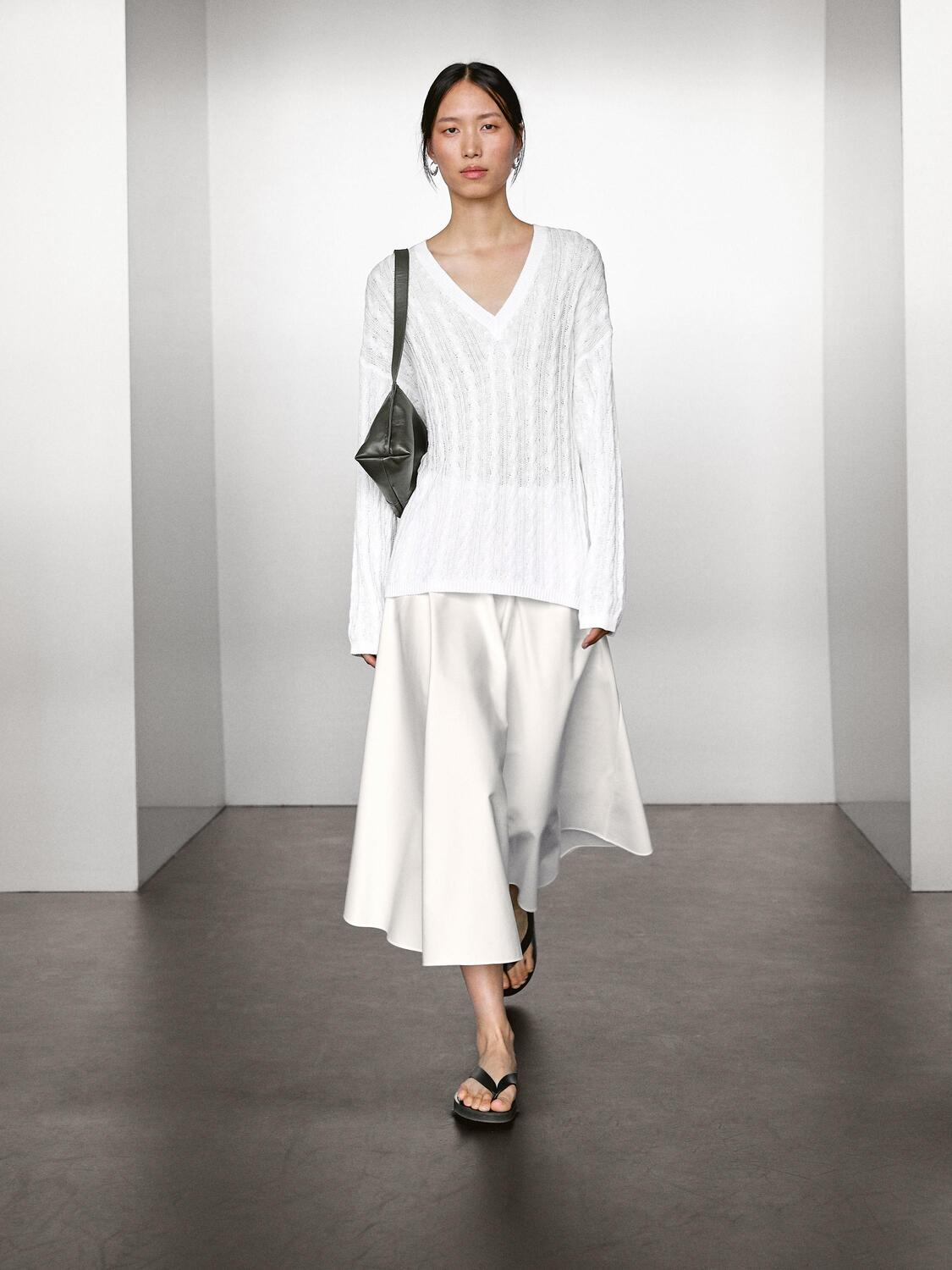 Свитер ажурной вязки из хлопковой смесовой ткани Massimo Dutti, белый
Свитер ажурной вязки из хлопковой смесовой ткани Massimo Dutti, белый