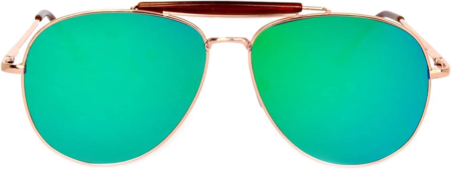 Солнцезащитные очки-авиаторы OWL с перемычкой над бровями, женские, с защитой от УФ-излучения, плоскими зеркальными линзами, модные солнцезащитные очки в металлической оправе, Gold Bluegreen Mirror
Солнцезащитные очки-авиаторы OWL с перемычкой над бровями, женские, с защитой от УФ-излучения, плоскими зеркальными линзами, модные солнцезащитные очки в металлической оправе, Gold Bluegreen Mirror
