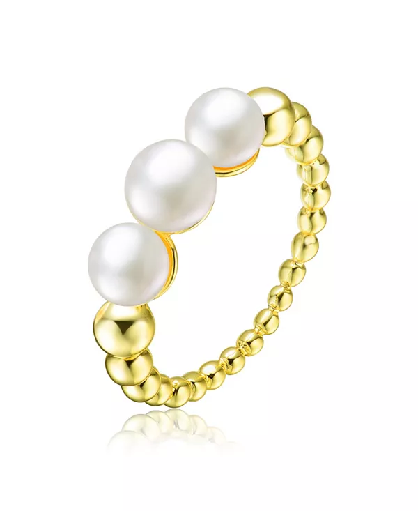 Кольцо из стерлингового серебра 14 карат с позолотой и тремя жемчужинами пресноводного происхождения 4,5 мм Genevive, gold
Кольцо из стерлингового серебра 14 карат с позолотой и тремя жемчужинами пресноводного происхождения 4,5 мм Genevive, gold