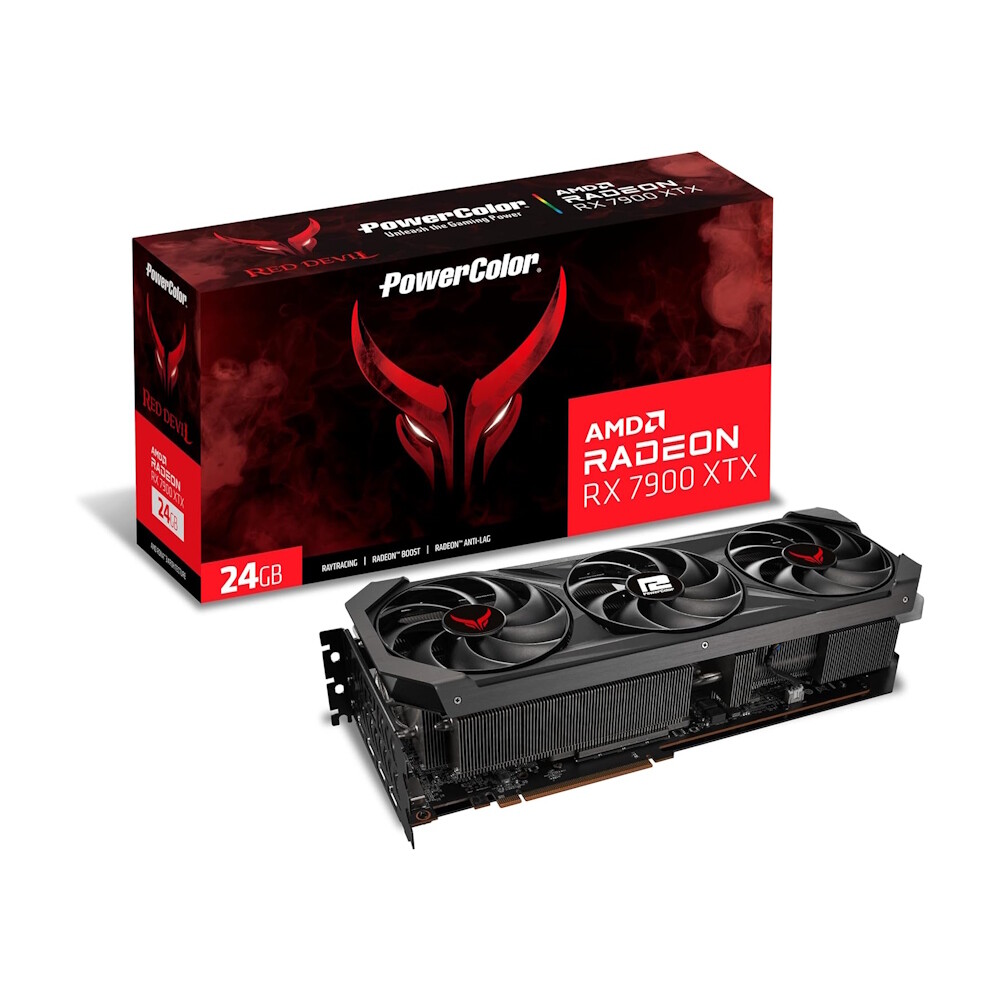 Видеокарта PowerColor AMD Radeon RX 7900 XTX Red Devil, 24 ГБ, RX7900 XTX 24G-E/OC, черный
Видеокарта PowerColor AMD Radeon RX 7900 XTX Red Devil, 24 ГБ, RX7900 XTX 24G-E/OC, черный