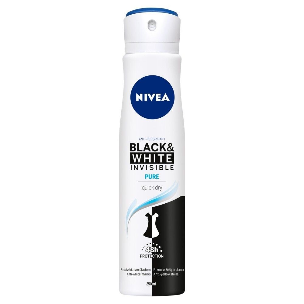 Nivea Black&White Invisible Pure антиперспирант для женщин, 250 ml
Nivea Black&White Invisible Pure антиперспирант для женщин, 250 ml