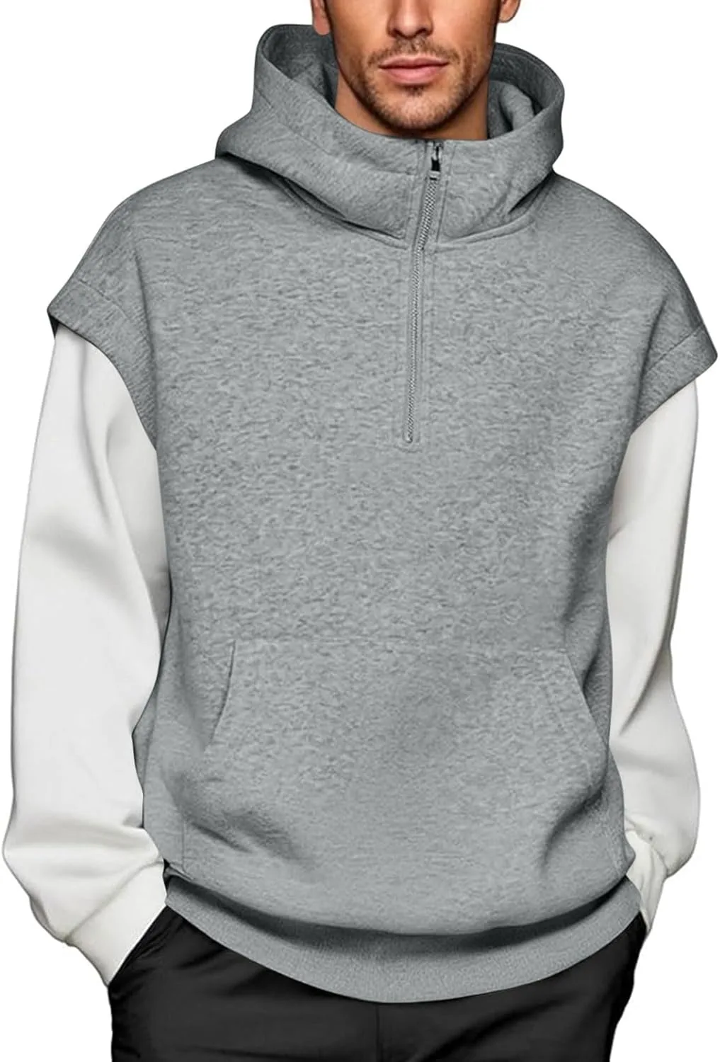 Мужская толстовка 2026 Quarter Zip с капюшоном Tactical Stylish Fake-Two Patchwork с карманами
Мужская толстовка 2026 Quarter Zip с капюшоном Tactical Stylish Fake-Two Patchwork с карманами