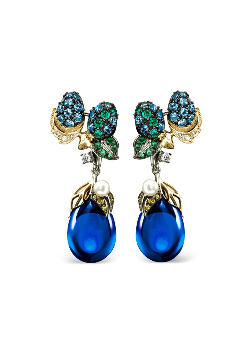 Серьги из желтого золота с бриллиантами и камнями Anabela Chan, синий
Серьги из желтого золота с бриллиантами и камнями Anabela Chan, синий