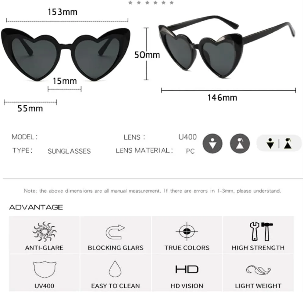 Модные солнцезащитные очки в форме сердца для женщин 2027 года, солнцезащитные очки с градиентными линзами, женские солнцезащитные очки UV400 MTZJH, Black-black
Модные солнцезащитные очки в форме сердца для женщин 2027 года, солнцезащитные очки с градиентными линзами, женские солнцезащитные очки UV400 MTZJH, Black-black