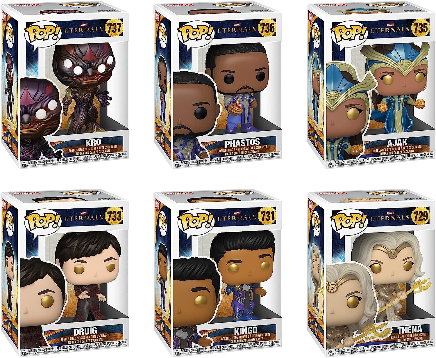 Фигурка Funko Pop! Marvels Eternals - Set of 6 - Kro, Phastos, Ajax, Druig, Kingo and Thena
Фигурка Funko Pop! Marvels Eternals - Set of 6 - Kro, Phastos, Ajax, Druig, Kingo and Thena