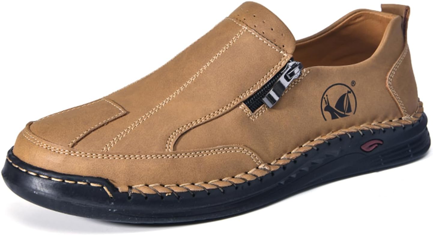 Мужские кожаные слипоны с противоскользящей подошвой, ретро-округлый носок, ручная отделка, легкие обувь для вождения, ходьбы и повседневной носки Eggdk, коричневый
Мужские кожаные слипоны с противоскользящей подошвой, ретро-округлый носок, ручная отделка, легкие обувь для вождения, ходьбы и повседневной носки Eggdk, коричневый