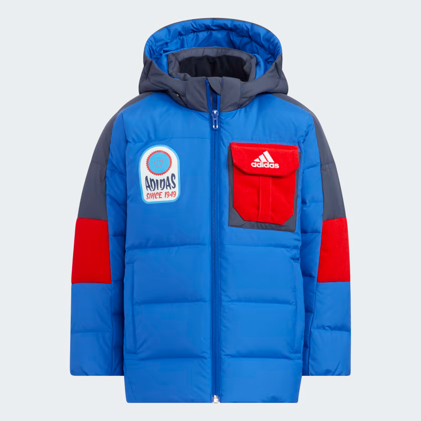 Пуховик Adidas Trending Kids, синий/красный 
Пуховик Adidas Trending Kids, синий/красный