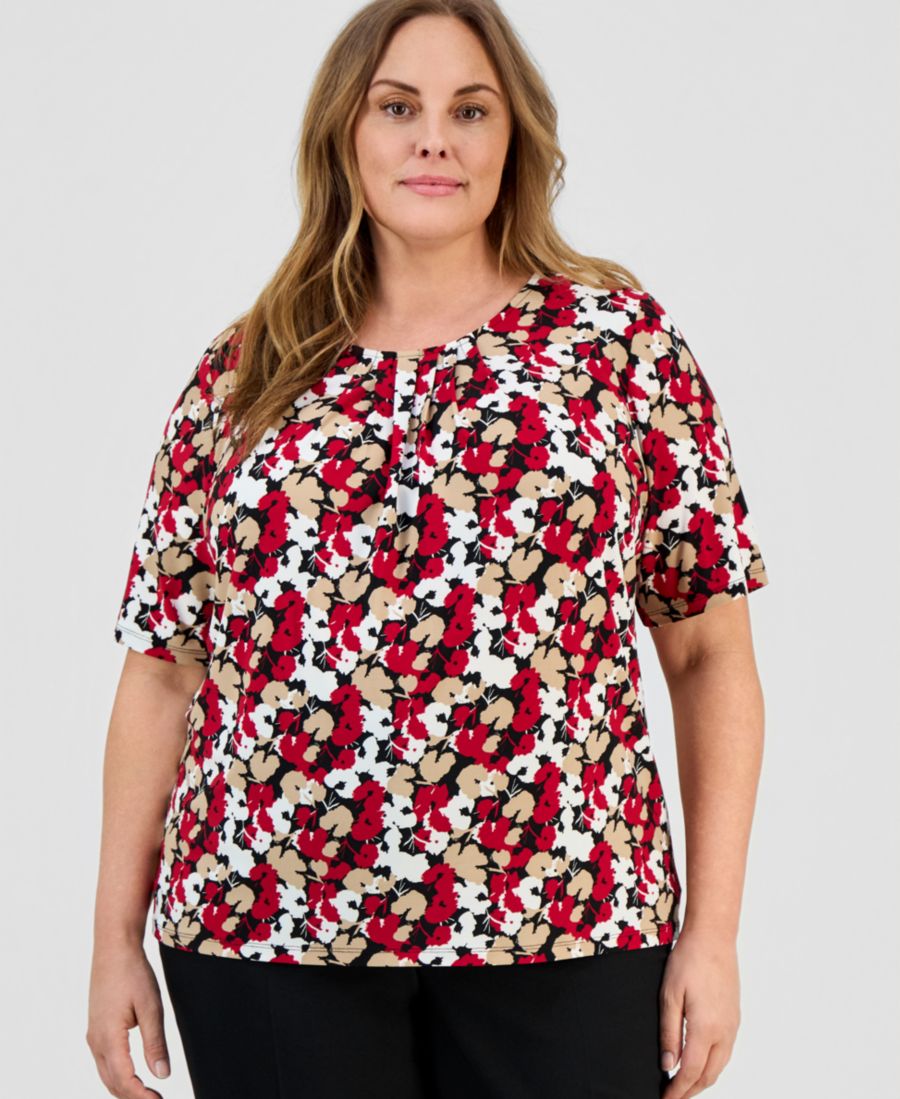 Трикотажный топ большого размера с плиссированным воротником и рукавами до локтя Kasper, Black Multi
Трикотажный топ большого размера с плиссированным воротником и рукавами до локтя Kasper, Black Multi