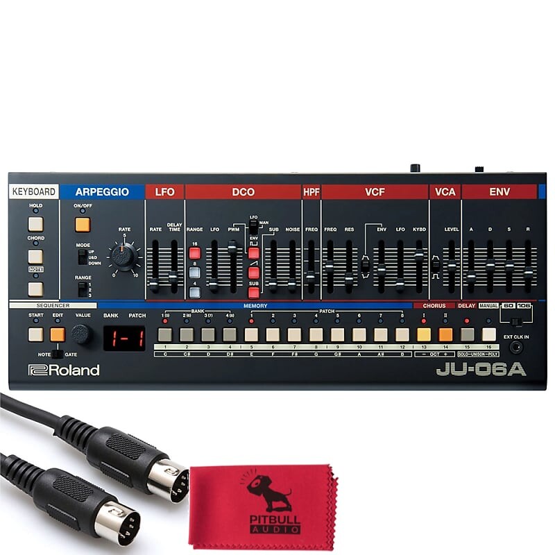 Звуковой модуль синтезатора Roland JU-06A с 5-футовым MIDI-кабелем и аудиотканью Pitbull
Звуковой модуль синтезатора Roland JU-06A с 5-футовым MIDI-кабелем и аудиотканью Pitbull