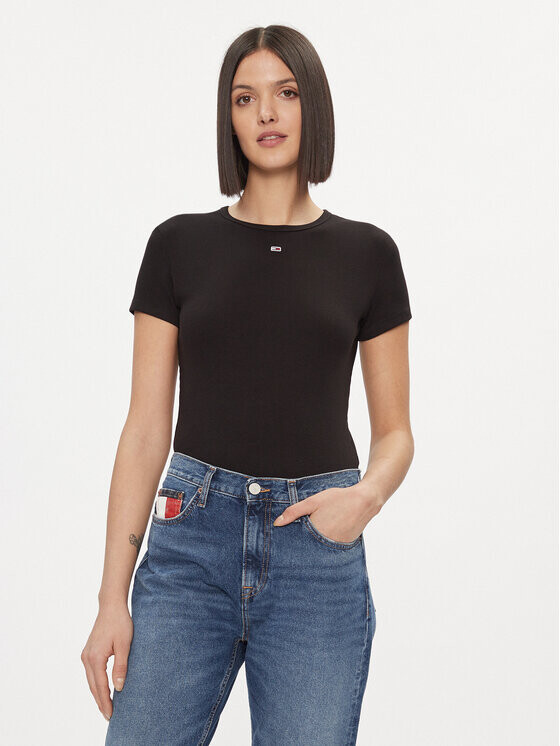 Футболка узкого кроя Tommy Jeans, черный 
Футболка узкого кроя Tommy Jeans, черный