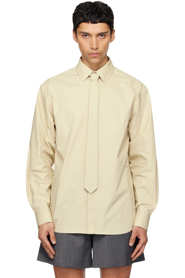 We11Done Бежевая однотонная рубашка с галстуком
We11Done Бежевая однотонная рубашка с галстуком