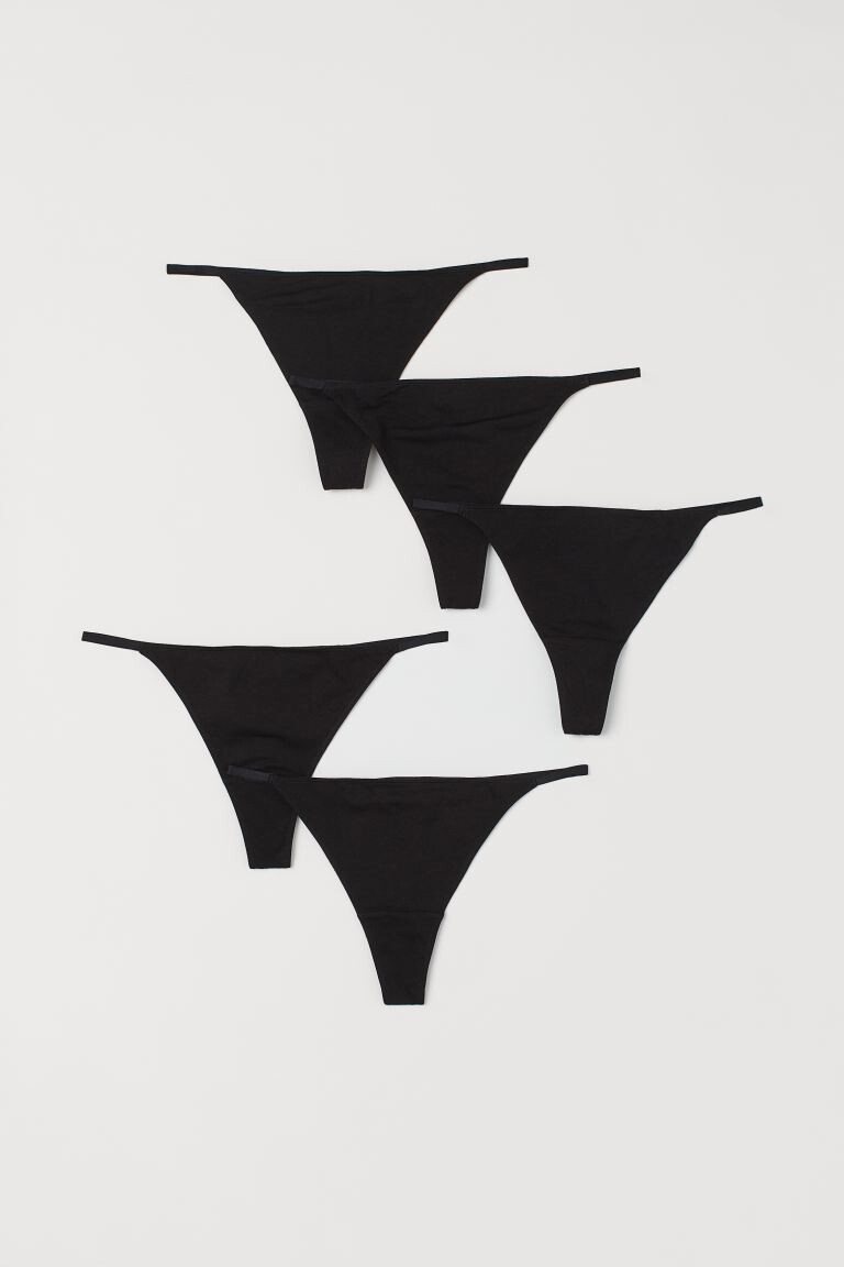 5 пар хлопковых трусов-стрингов H&M, черный
5 пар хлопковых трусов-стрингов H&M, черный