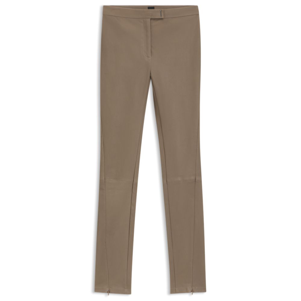 Кожаные леггинсы с застежкой-крючком и логотипом BOSS, светло-коричневый
Кожаные леггинсы с застежкой-крючком и логотипом BOSS, светло-коричневый