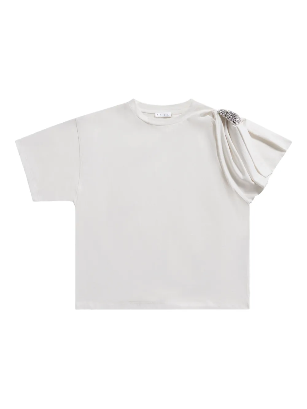 Футболка с драпированными рукавами, украшенная кристаллами AREA, белый
Футболка с драпированными рукавами, украшенная кристаллами AREA, белый