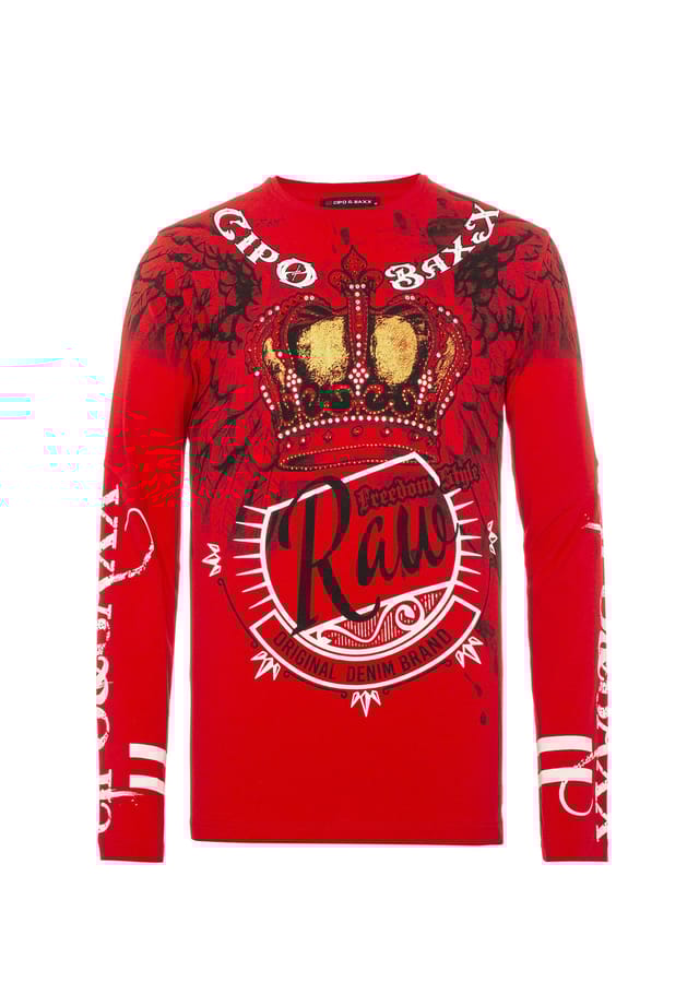 Рубашка с длинными рукавами и крупным принтом Cipo & Baxx, красный
Рубашка с длинными рукавами и крупным принтом Cipo & Baxx, красный