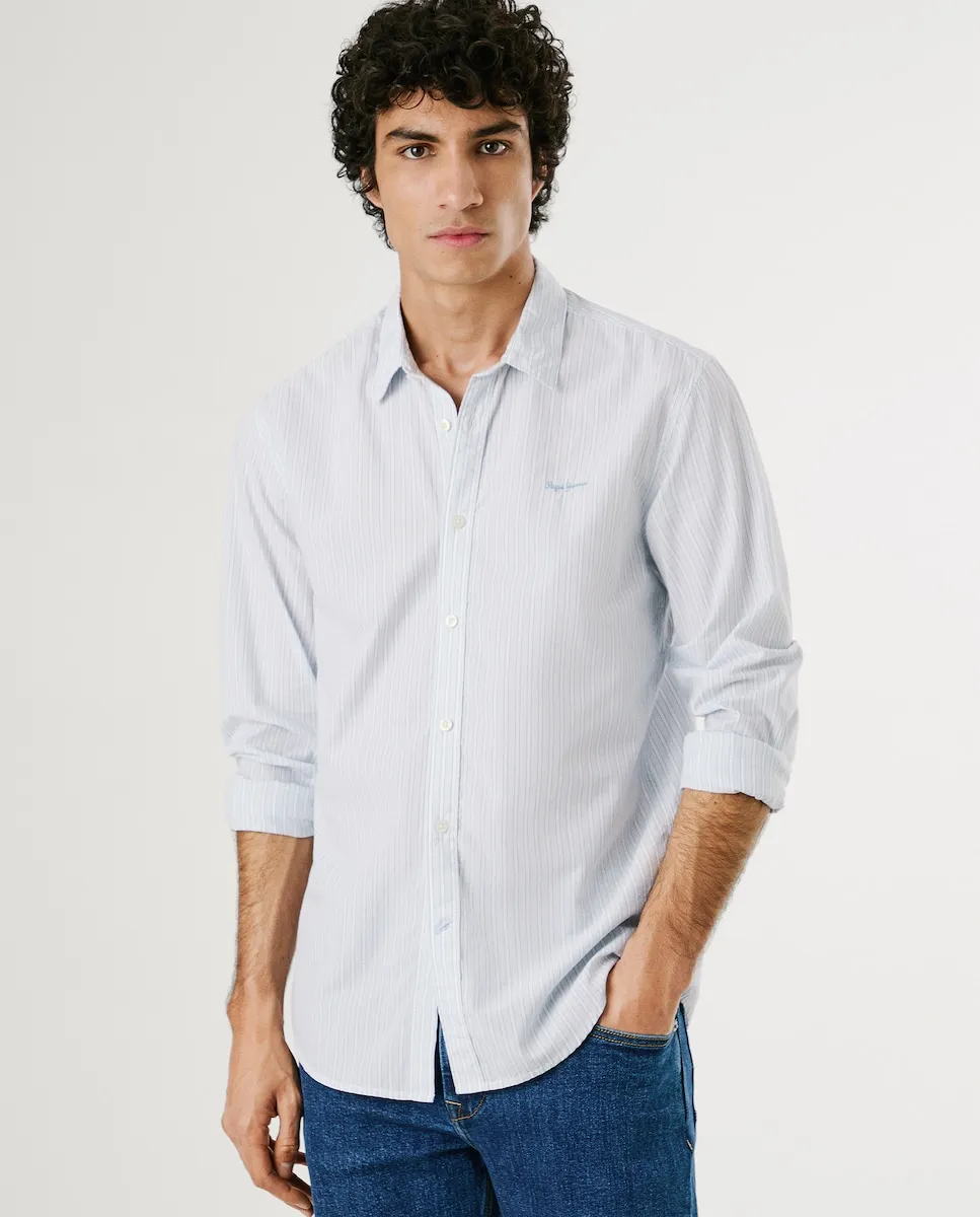 Мужская сорочка поплин приталенная с рисунком в полоску Pepe Jeans, синий
Мужская сорочка поплин приталенная с рисунком в полоску Pepe Jeans, синий