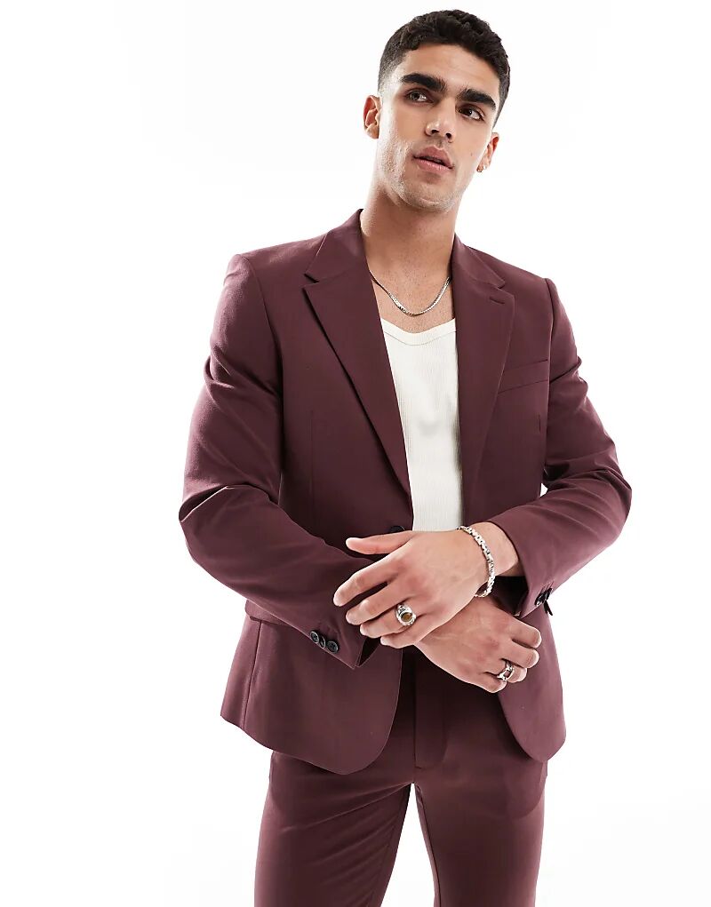 Узкий пиджак ASOS DESIGN, растягивающийся в четыре стороны, бордового цвета
Узкий пиджак ASOS DESIGN, растягивающийся в четыре стороны, бордового цвета