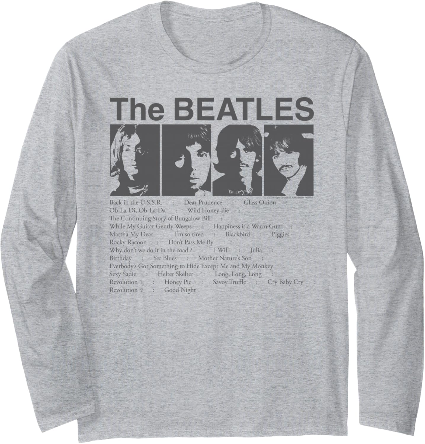 Футболка с длинными рукавами Список песен The Beatles, серая
Футболка с длинными рукавами Список песен The Beatles, серая
