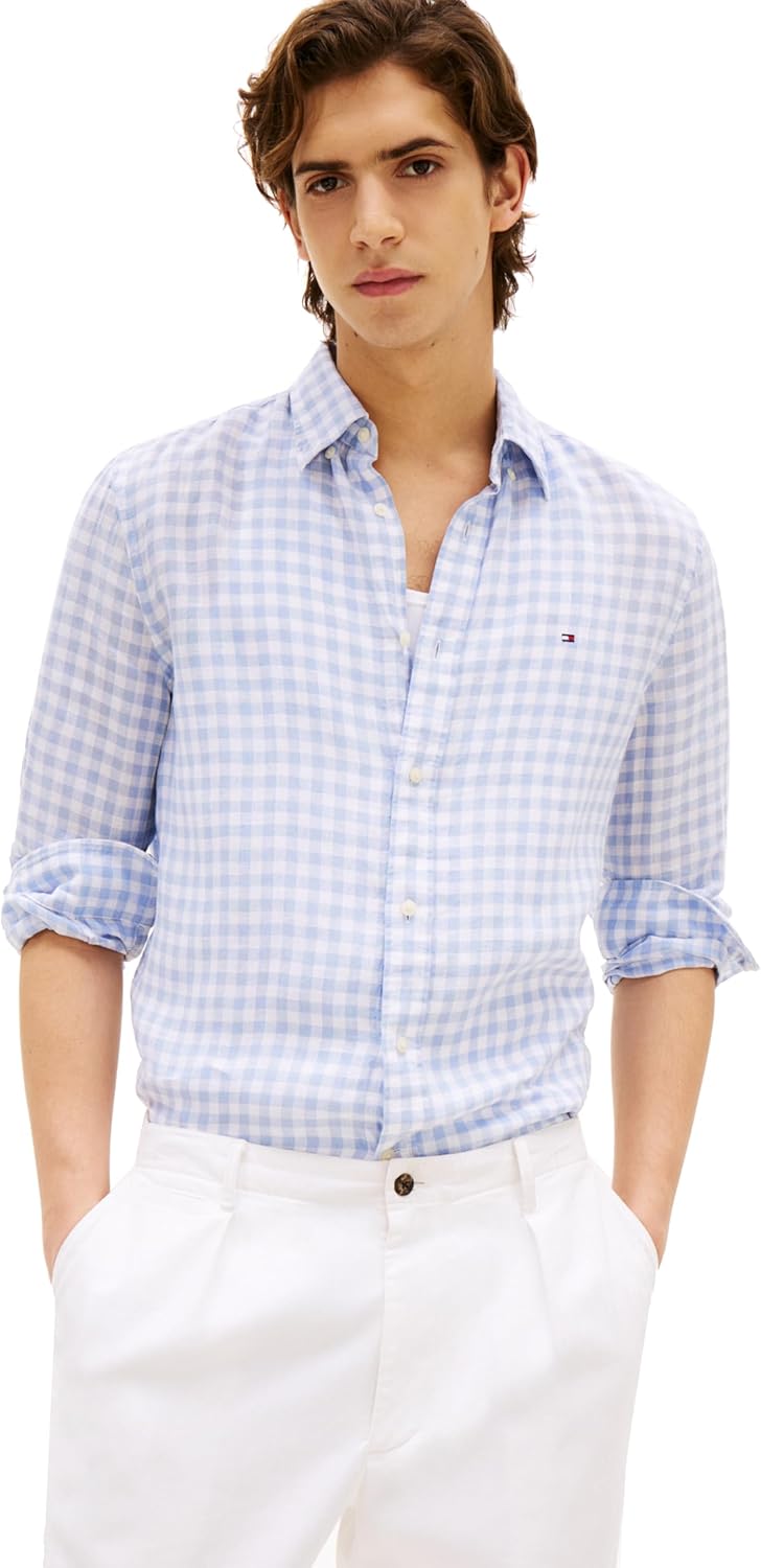 Мужские повседневные льняные рубашки Tommy Hilfiger с длинным рукавом и застежкой на пуговицы, классический крой, Breezy Blue / Check
Мужские повседневные льняные рубашки Tommy Hilfiger с длинным рукавом и застежкой на пуговицы, классический крой, Breezy Blue / Check