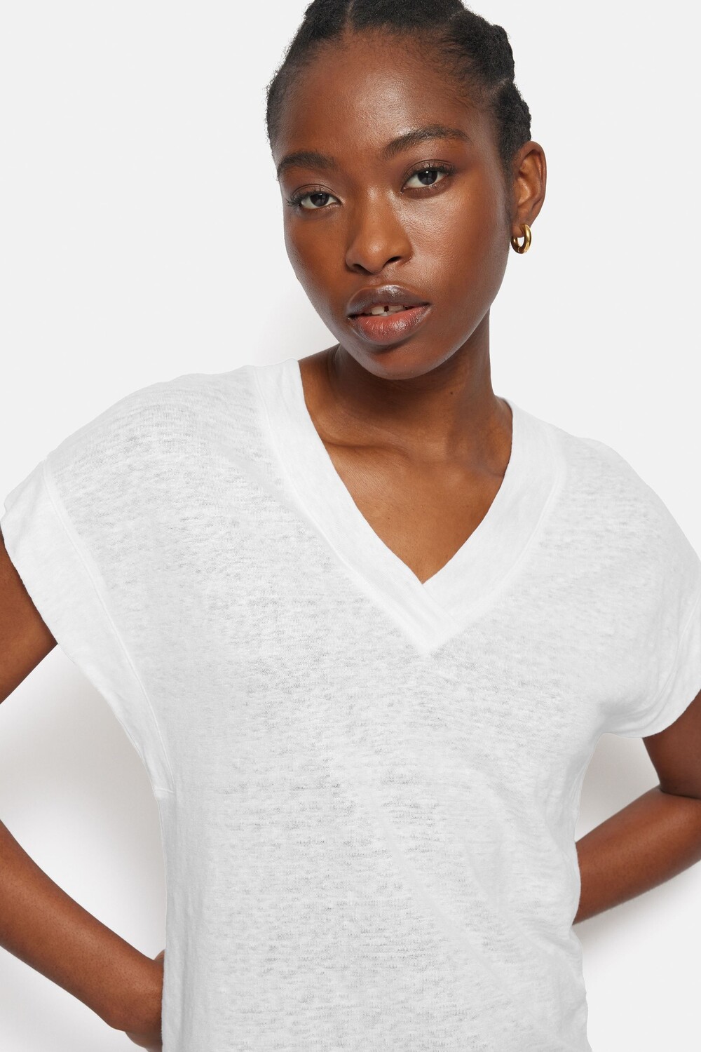 Льняная футболка с v-образным вырезом Jigsaw, белый
Льняная футболка с v-образным вырезом Jigsaw, белый