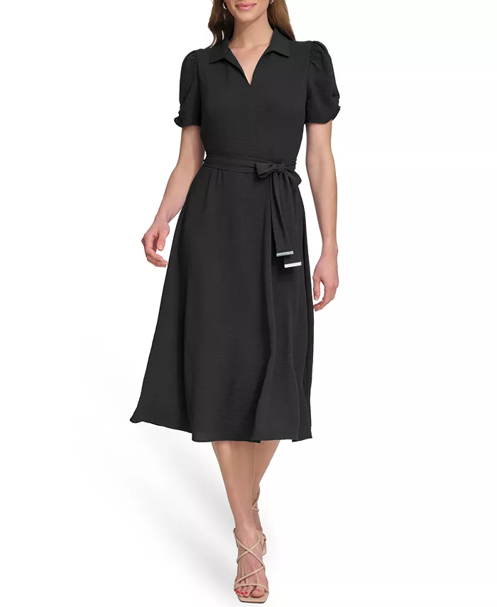 Женское платье с поясом на талии, отложным воротником и силуэтом А-силуэта DKNY, черный
Женское платье с поясом на талии, отложным воротником и силуэтом А-силуэта DKNY, черный