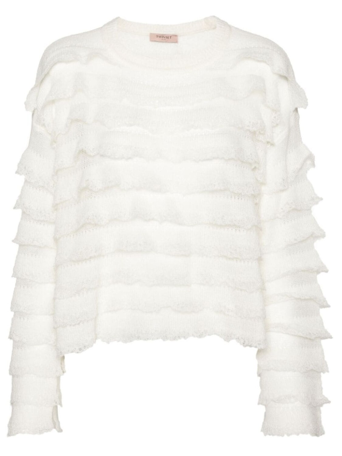 Джемпер ажурной вязки с оборками TWINSET, белый
Джемпер ажурной вязки с оборками TWINSET, белый