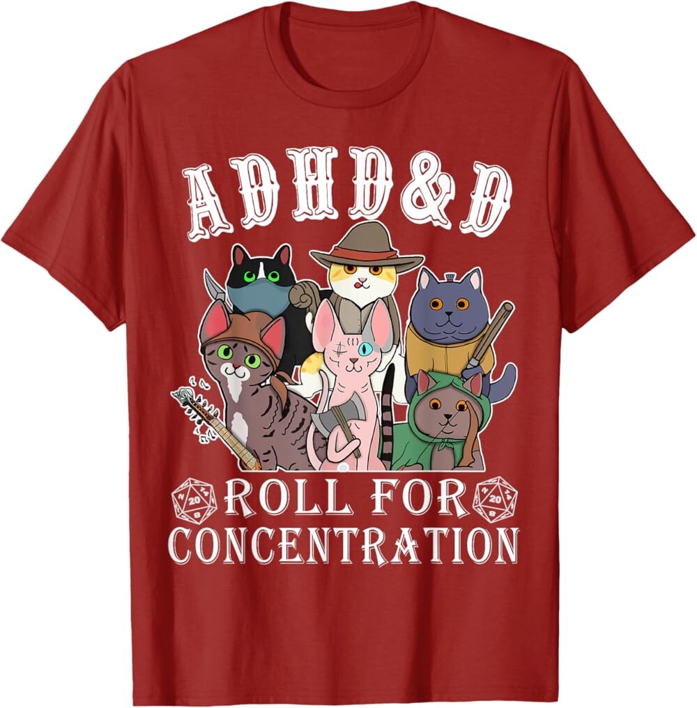 Мужская футболка Funny Tees Gamer RPG Apparel Cats RPG Gamer Roll For Concentration D20 Dice Nerdy, красный
Мужская футболка Funny Tees Gamer RPG Apparel Cats RPG Gamer Roll For Concentration D20 Dice Nerdy, красный