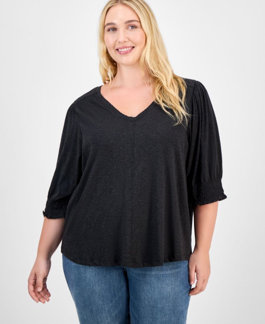 Модная блузка больших размеров с рукавами до локтя и присборенными манжетами Democracy, Heather Black
Модная блузка больших размеров с рукавами до локтя и присборенными манжетами Democracy, Heather Black