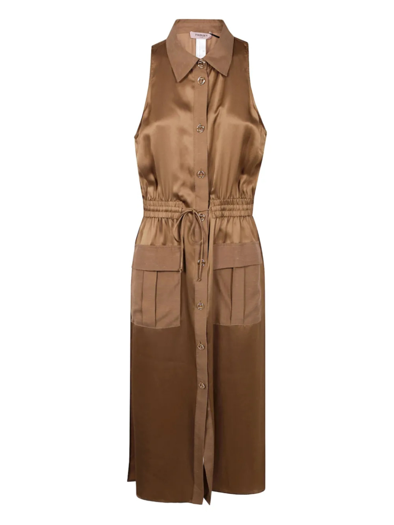 Платье-рубашка из атласа на пуговицах TWINSET, золотой
Платье-рубашка из атласа на пуговицах TWINSET, золотой