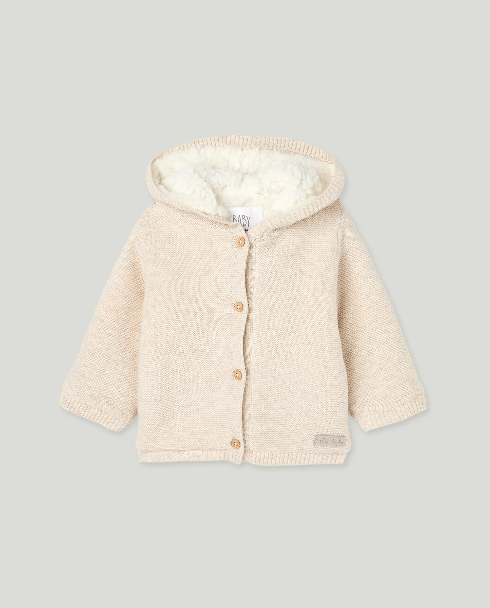 Детская гладкая трикотажная куртка Baby El Corte Inglés, песочный 
Детская гладкая трикотажная куртка Baby El Corte Inglés, песочный