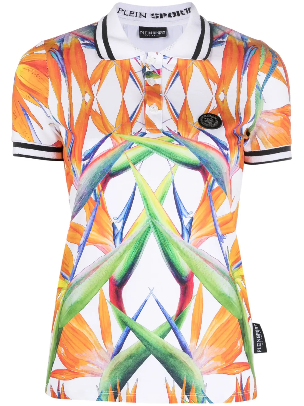 Рубашка поло с цветочным принтом Plein Sport, белый
Рубашка поло с цветочным принтом Plein Sport, белый