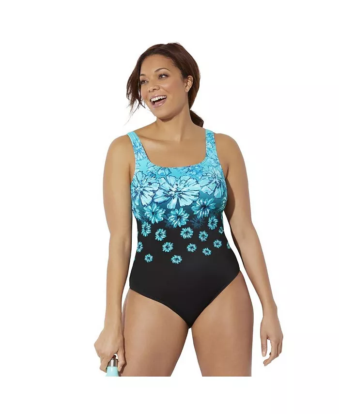 Женский хлорстойкий слитный купальник Tank One Piece Swimsuit Swimsuits for All, синий 
Женский хлорстойкий слитный купальник Tank One Piece Swimsuit Swimsuits for All, синий