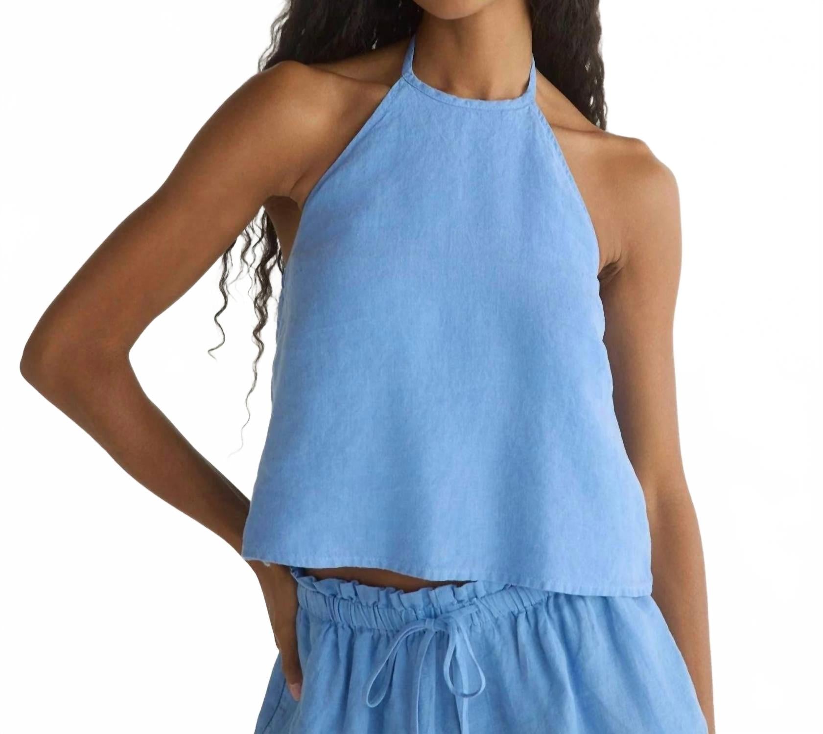 Топ-халтер с завязкой на шее цвета «Ривьера» Bella Dahl, синий
Топ-халтер с завязкой на шее цвета «Ривьера» Bella Dahl, синий