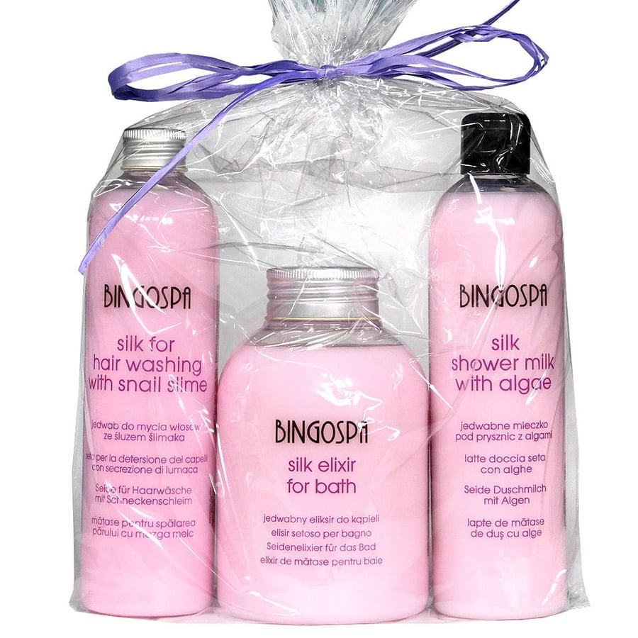 BINGOSPA, Набор спа-косметики с шелком, 3 предмета.
BINGOSPA, Набор спа-косметики с шелком, 3 предмета.