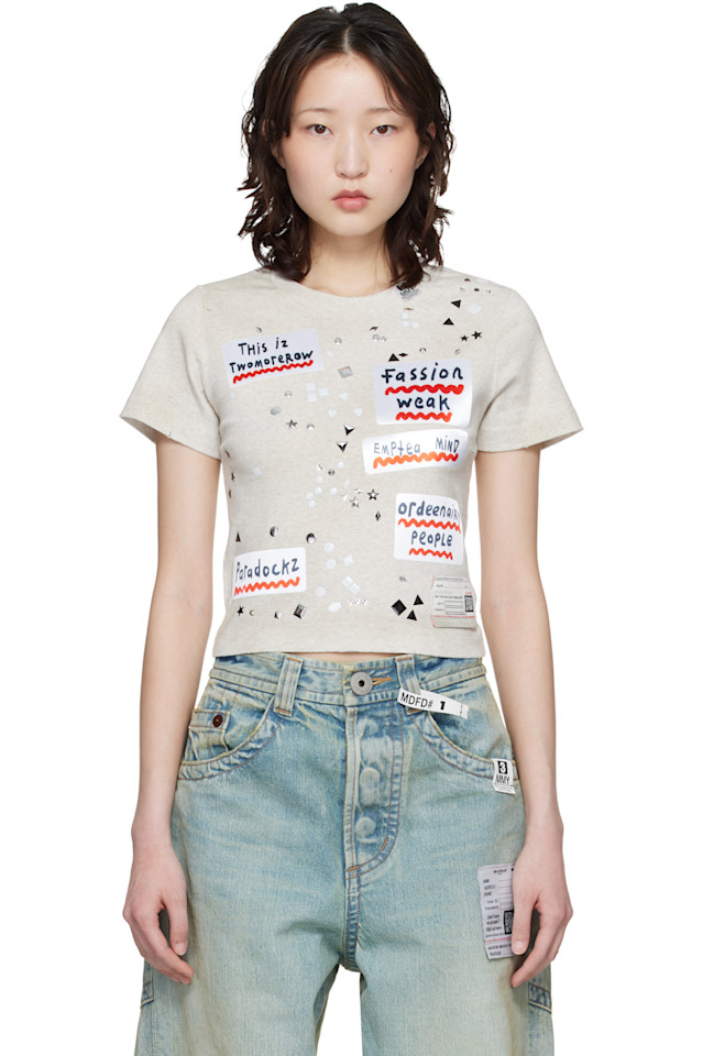 Maison Mihara Yasuhiro Мини-Футболка с декоративными наклейками бежевого цвета
Maison Mihara Yasuhiro Мини-Футболка с декоративными наклейками бежевого цвета