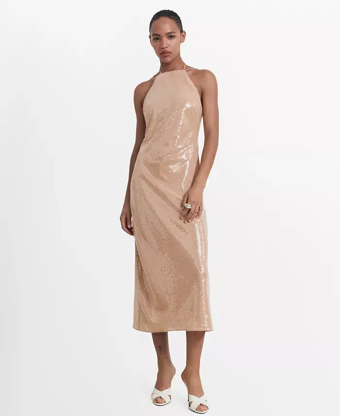 Женское платье с бретелькой через шею, расшитое пайетками MANGO, коричневый/бежевый
Женское платье с бретелькой через шею, расшитое пайетками MANGO, коричневый/бежевый