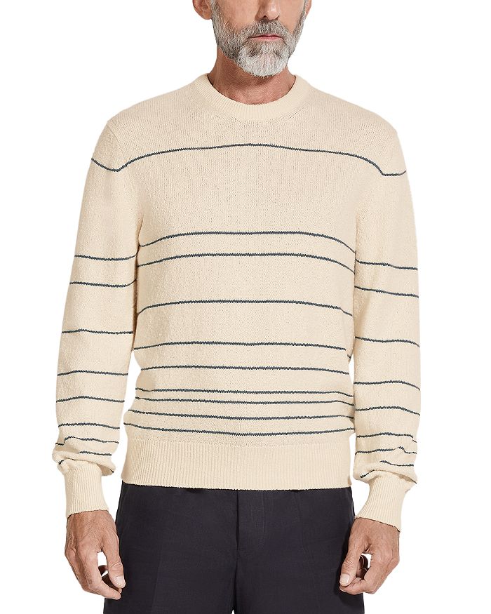 Полосатый свитер с круглым вырезом ZEGNA, белый
Полосатый свитер с круглым вырезом ZEGNA, белый