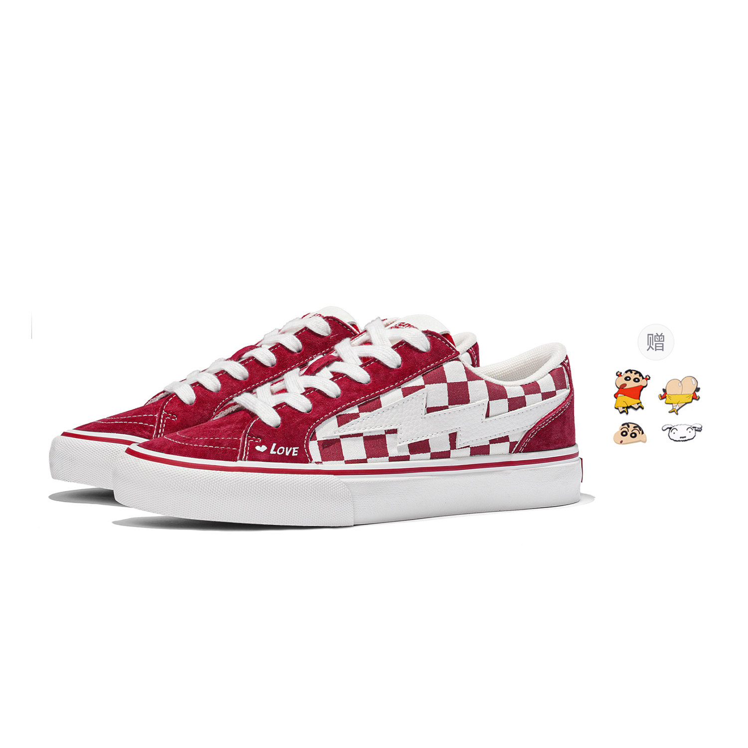 Crayon Shinchan Низкие скейтерские кеды унисекс подарочный набор розовый красный плюс 2 случайных капельных шарма, цвет Rose Red+2 Random Drip-Molded Charms
Crayon Shinchan Низкие скейтерские кеды унисекс подарочный набор розовый красный плюс 2 случайных капельных шарма, цвет Rose Red+2 Random Drip-Molded Charms