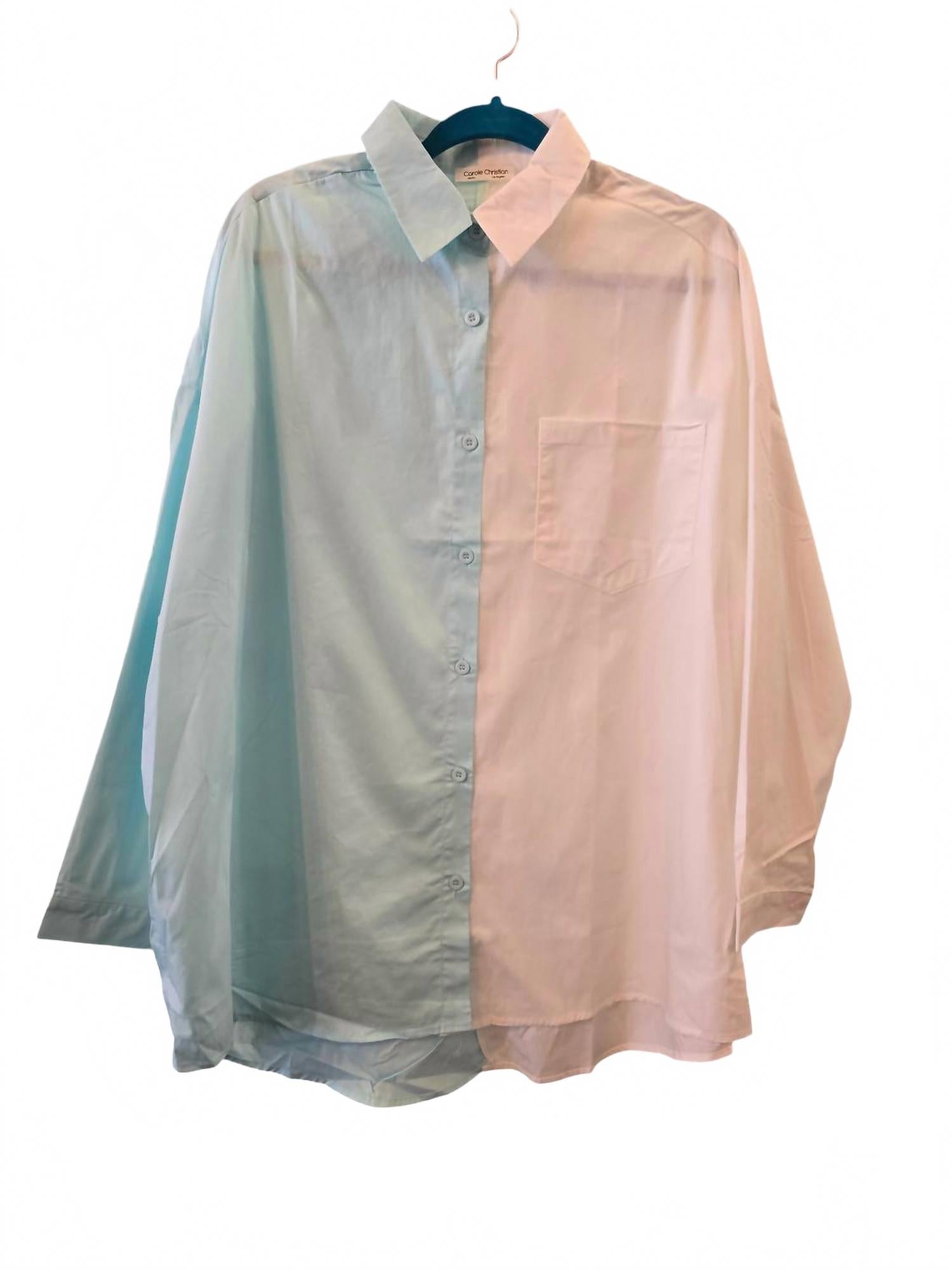 Женский двухцветный хлопковый топ светло-голубого цвета Carole's Collections
Женский двухцветный хлопковый топ светло-голубого цвета Carole's Collections