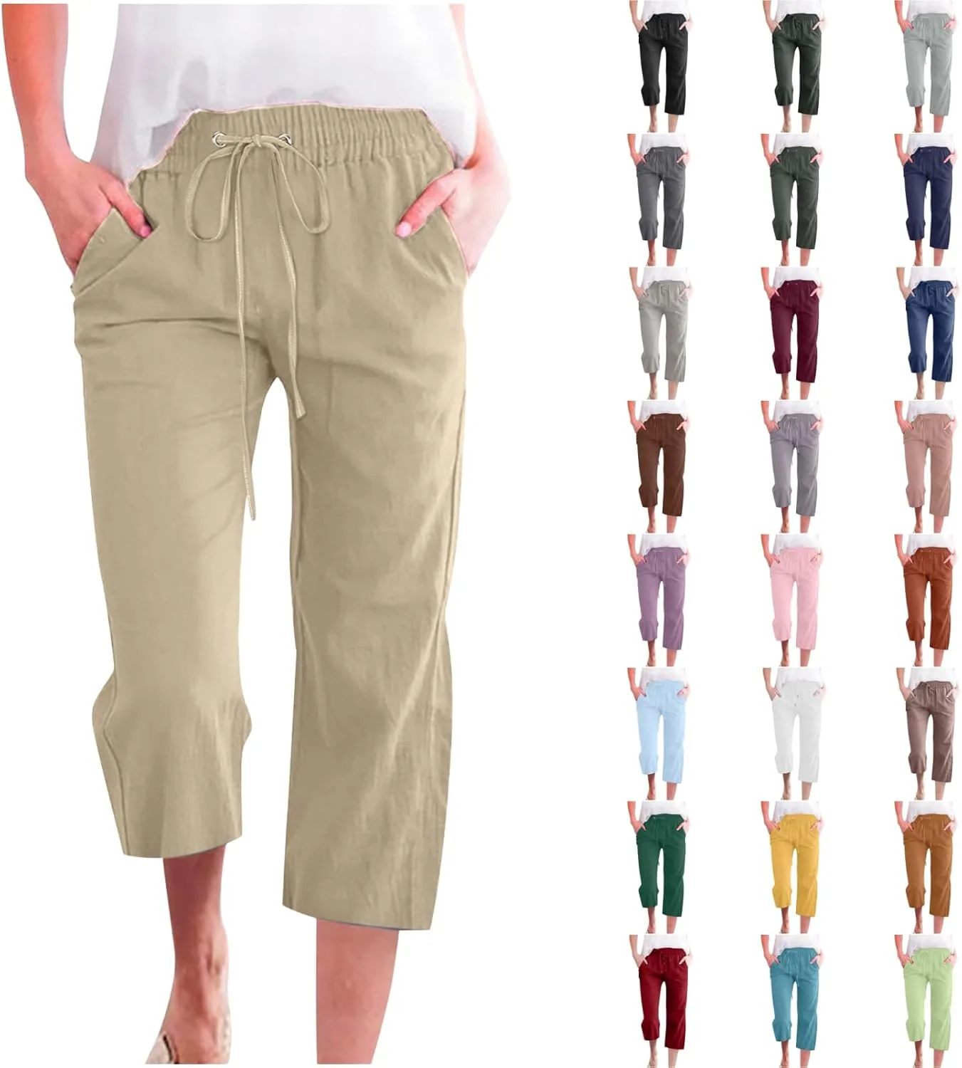 ABABC льняные капри для женщин, прямые широкие, на резинке
ABABC льняные капри для женщин, прямые широкие, на резинке