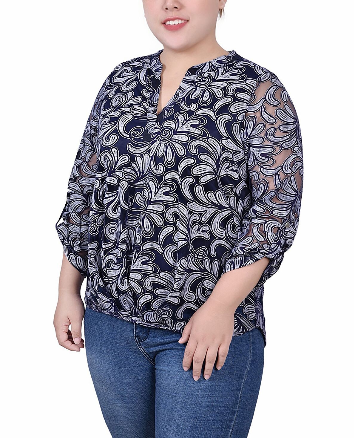 Плюс размер Блузка с длинными рукавами и Y-образным вырезом NY Collection
Плюс размер Блузка с длинными рукавами и Y-образным вырезом NY Collection