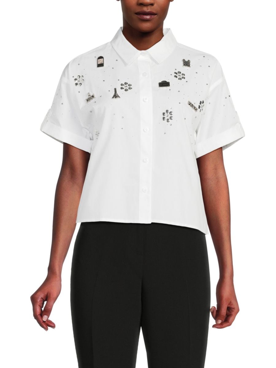 Укороченная поплиновая рубашка с декором Karl Lagerfeld Paris, белый
Укороченная поплиновая рубашка с декором Karl Lagerfeld Paris, белый