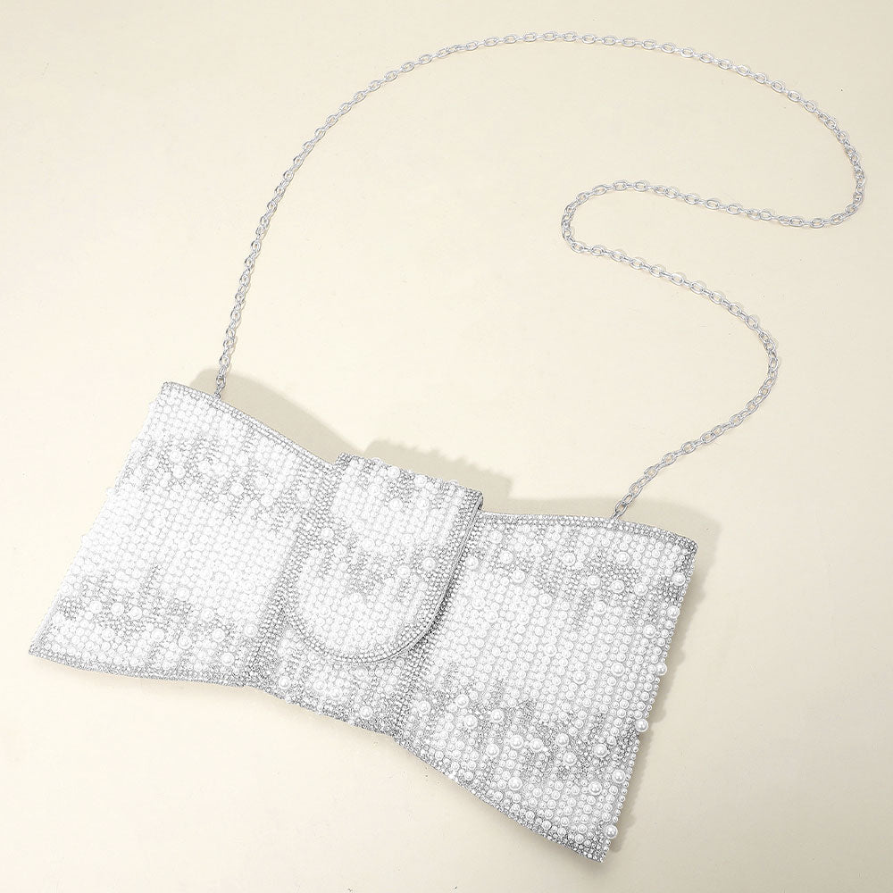 Клатч или сумка через плечо с жемчужными стразами и бантом FASHNZFAB, серебряный
Клатч или сумка через плечо с жемчужными стразами и бантом FASHNZFAB, серебряный