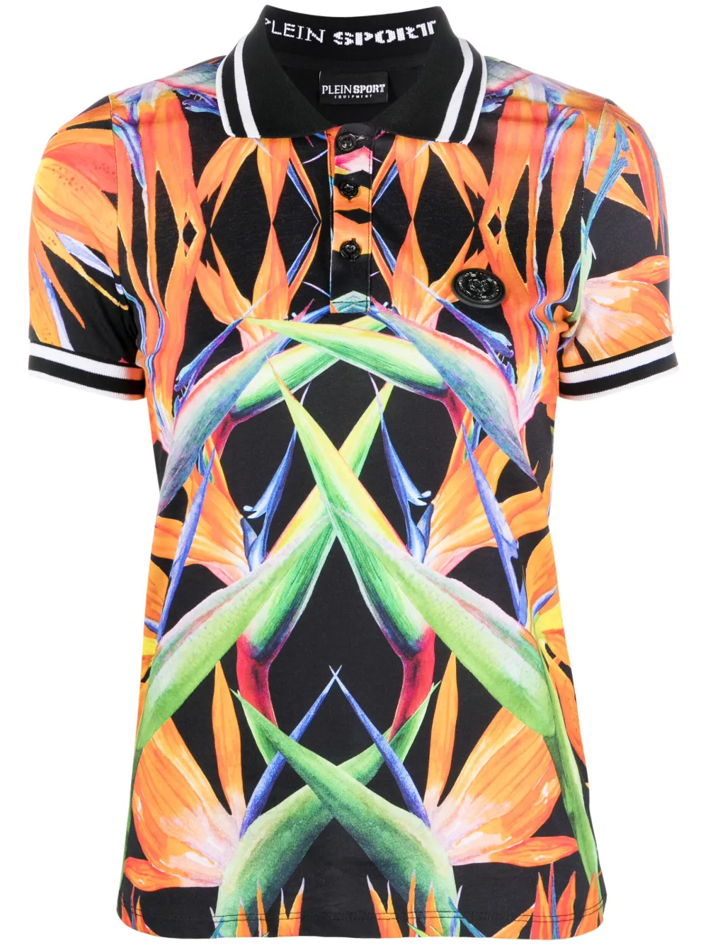Рубашка поло с цветочным принтом Plein Sport, черный
Рубашка поло с цветочным принтом Plein Sport, черный